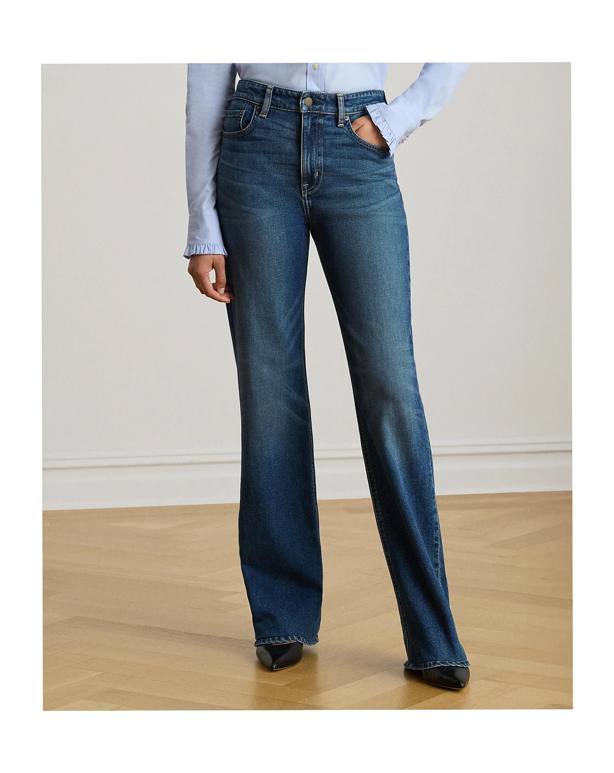 Petite High-Rise Straight Wide-Leg Jeans