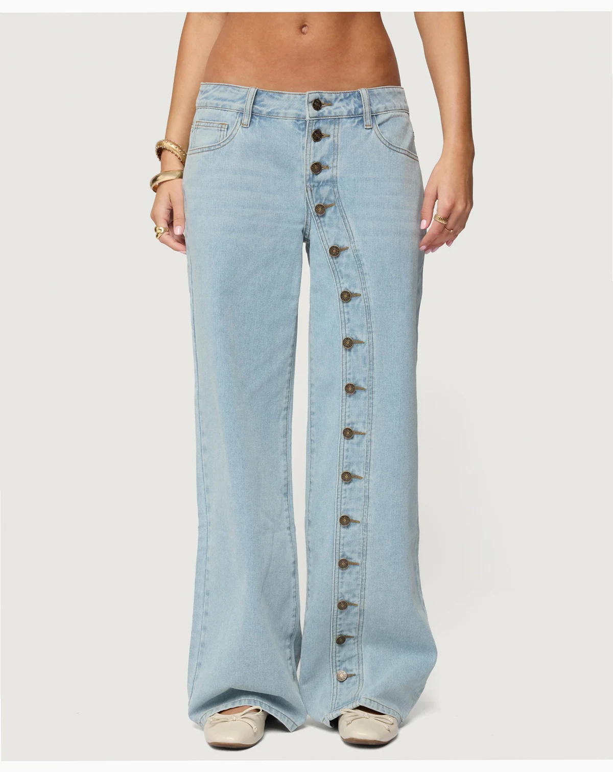 Women's Adison Button Low Rise Baggy Jeans
