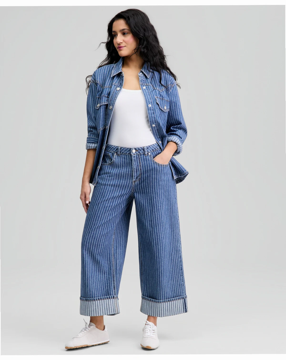 Women's Cuffed Wide-Leg Jeans, Macy's Exclusive