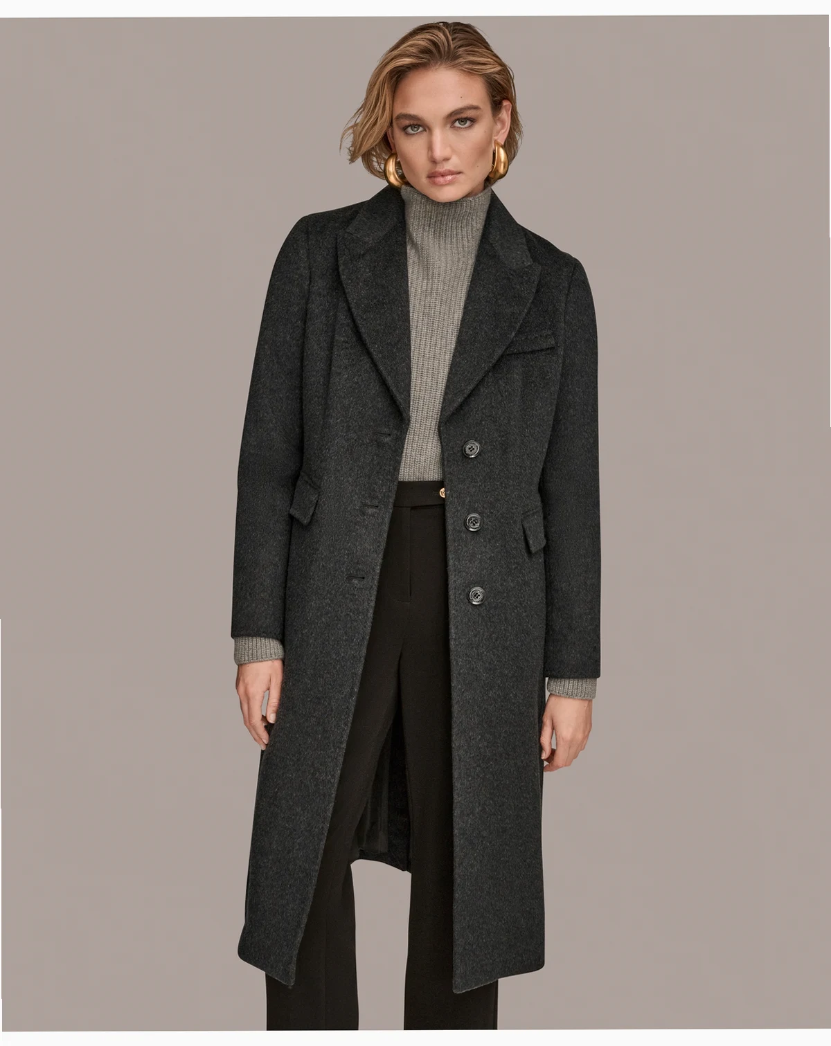 Women's Single-Breasted Stitch Trimmed Coat