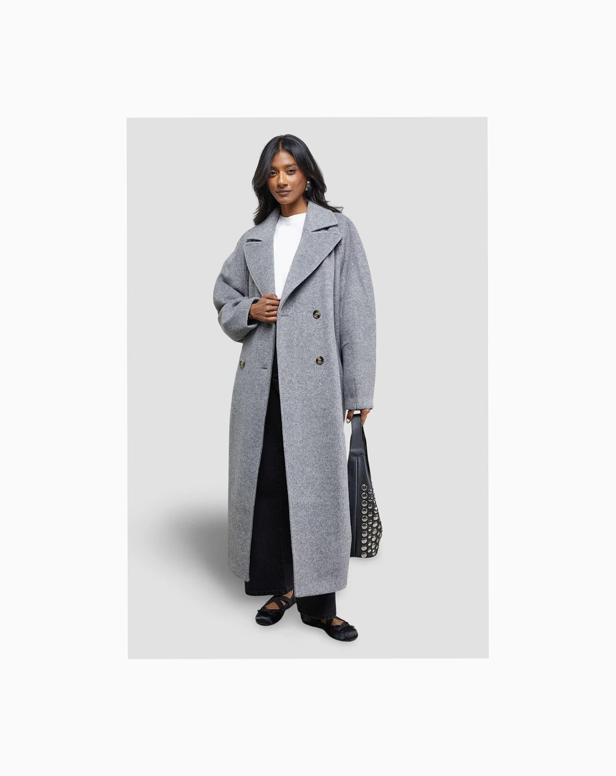 Women's Oversized Pleat Back Detail Maxi Coat