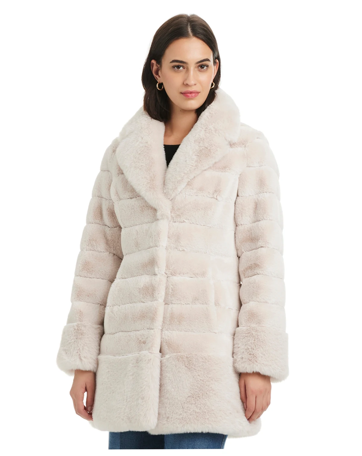 Women's Faux-Fur Notched-Collar Coat