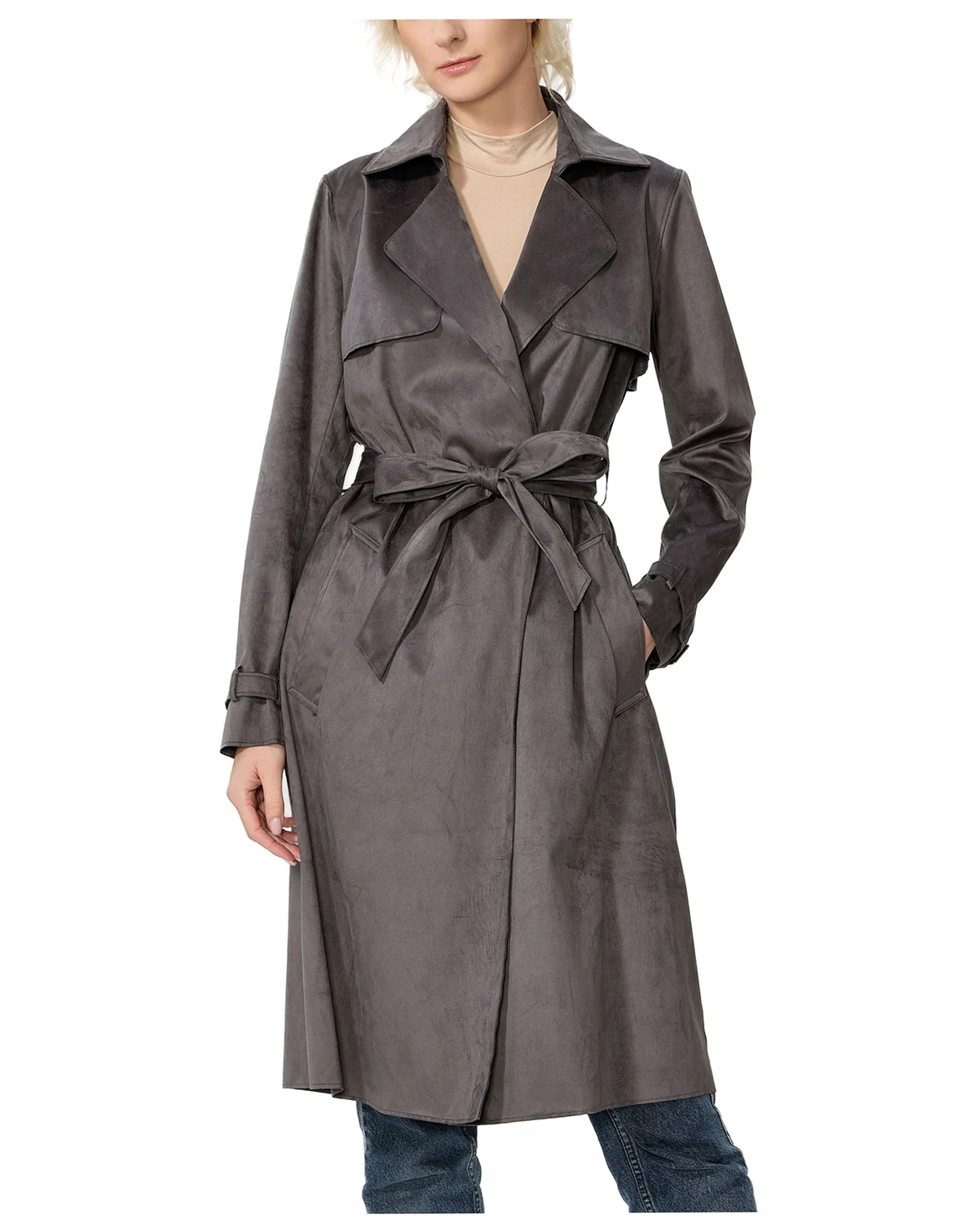 Women's kimi + kai Long Faux Suede Trench Coat