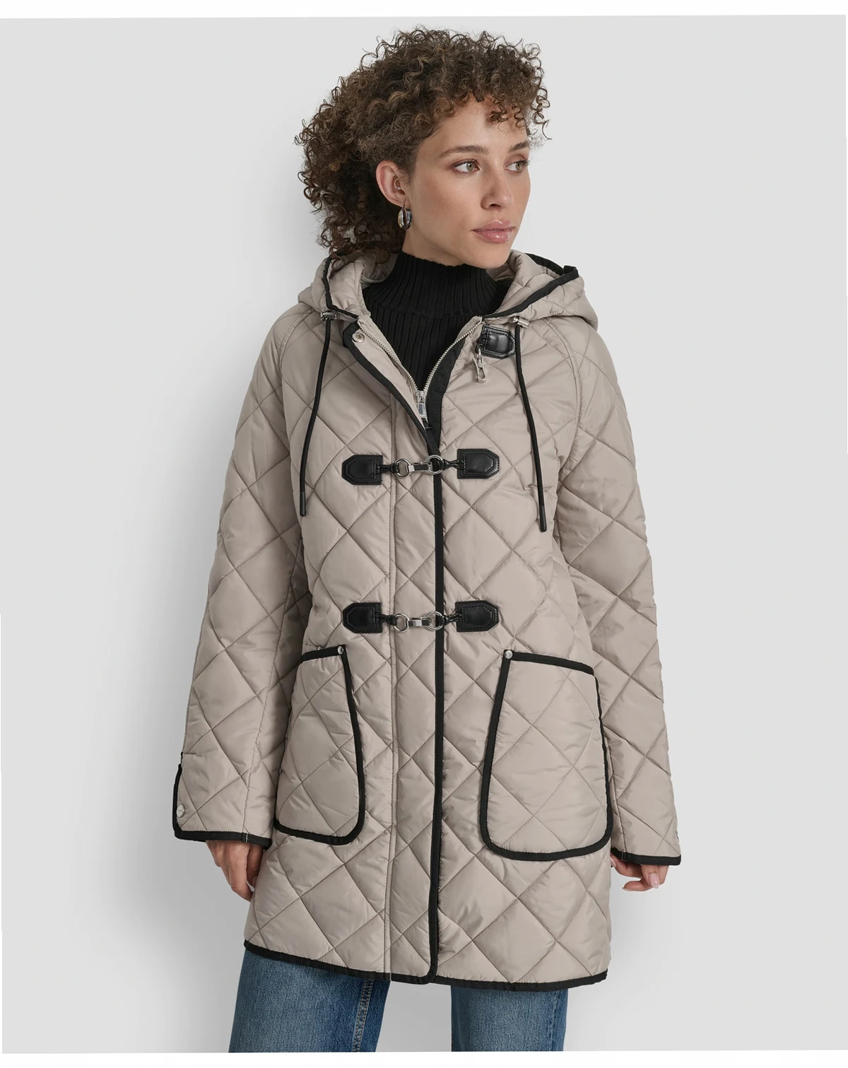 Women's Hooded Toggle Quilted Coat