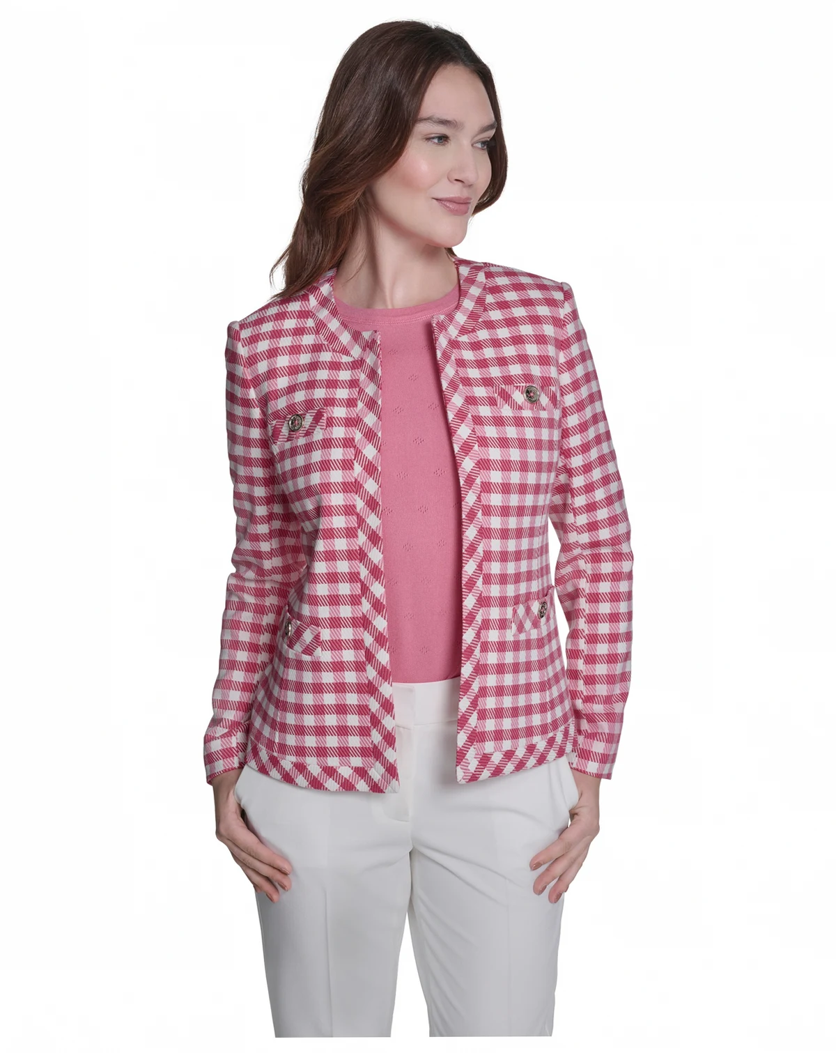 Women's Houndstooth Band Long-Sleeve Jacket