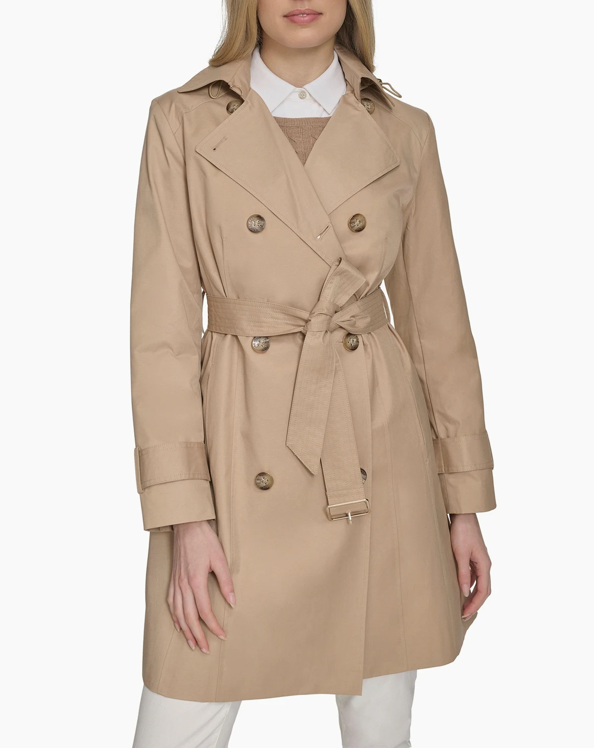 Women's 36 1/2” D/B Trench Coat With Removable Hood