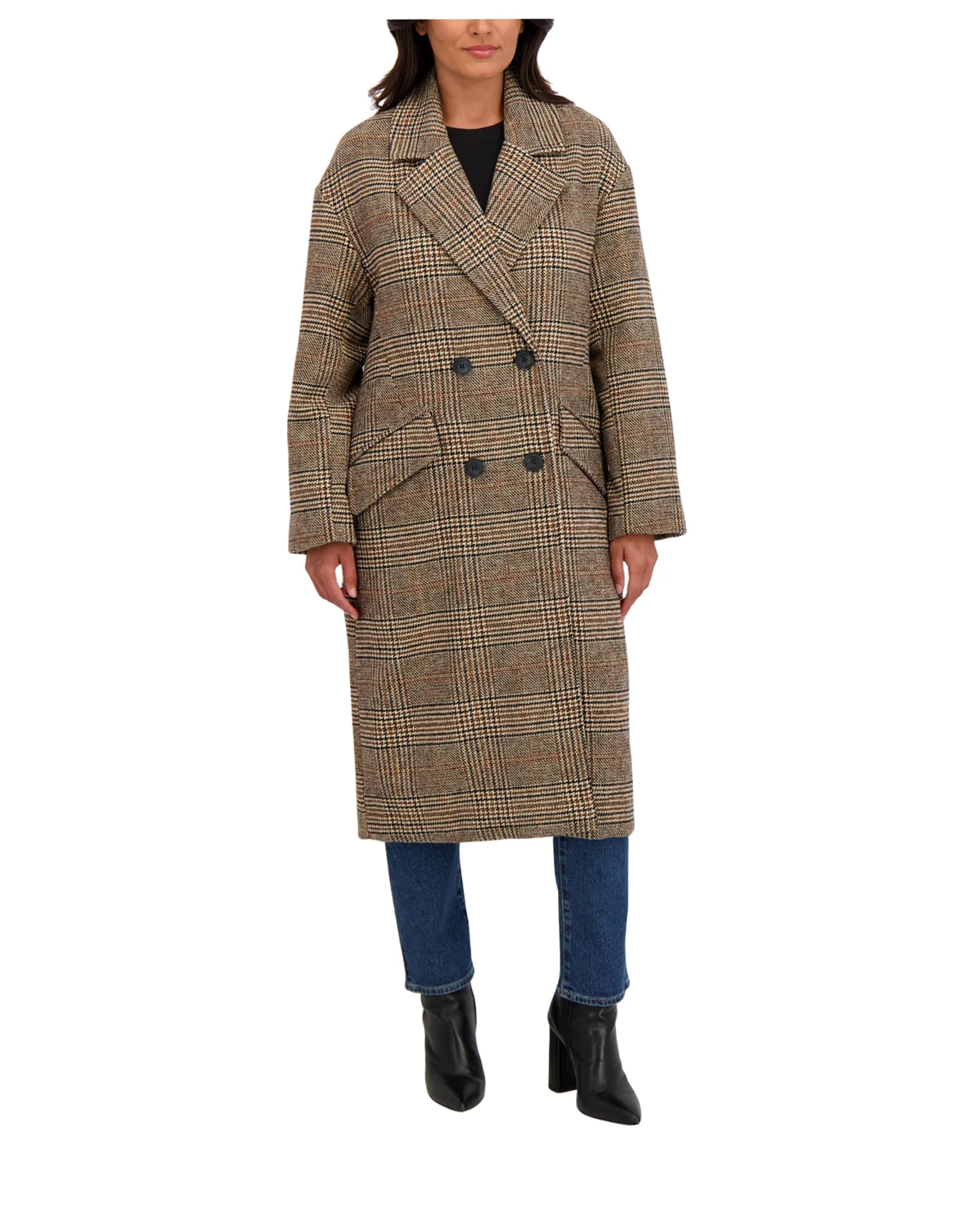 Women's Long Oversized Double Breasted Faux Wool Coat