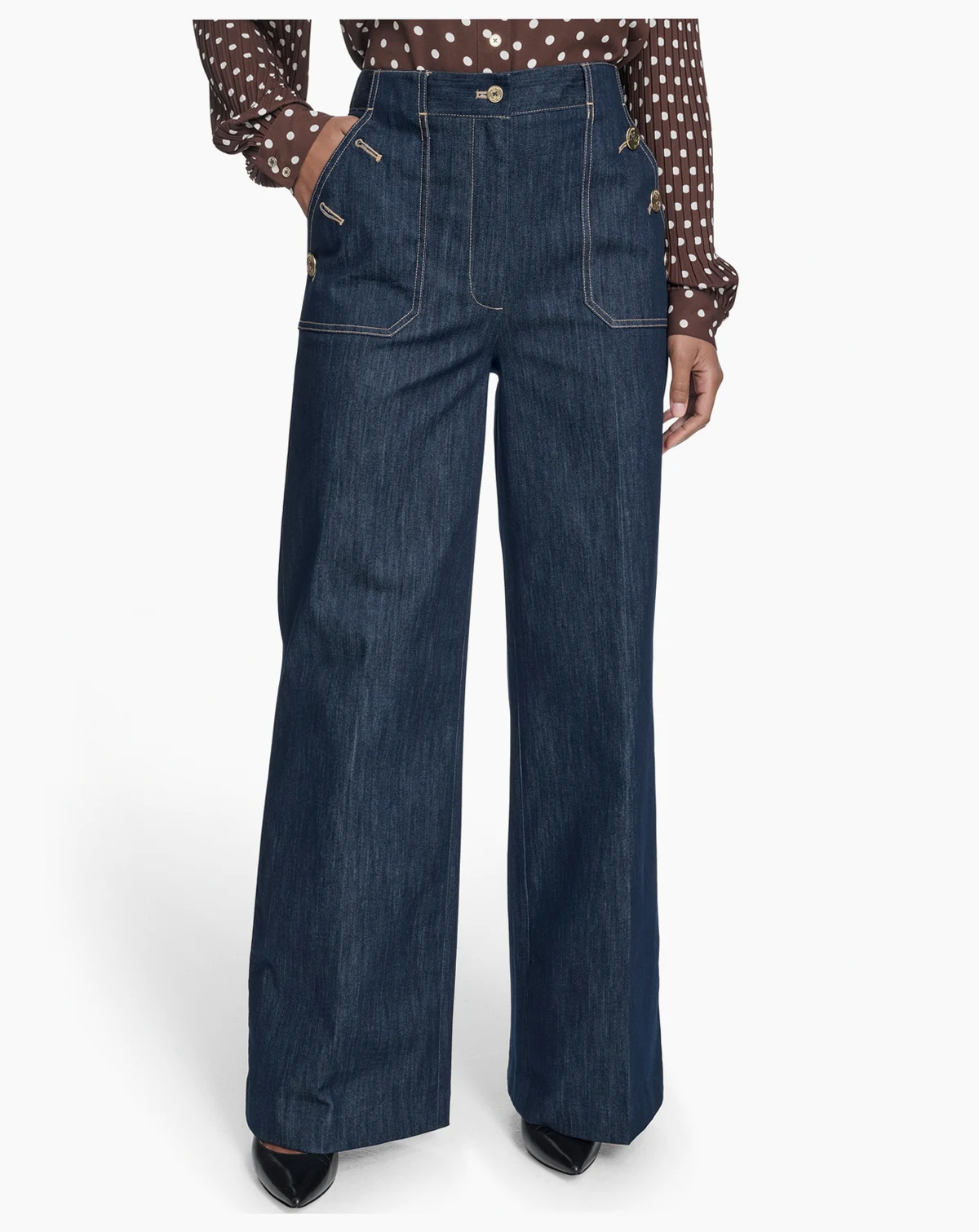 Women's High Rise Denim Sailor Pants