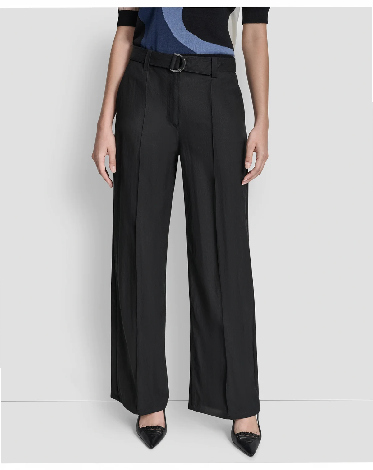 Women's Belted Front Seam Twill Pants
