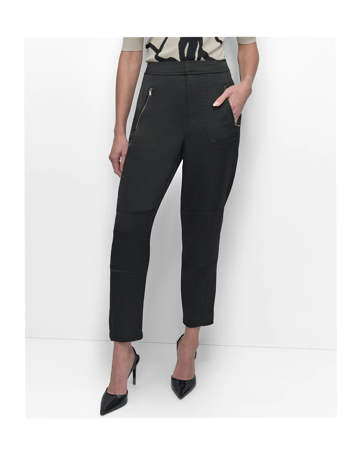 Women's Elastic Waist-Back Zipper Trousers