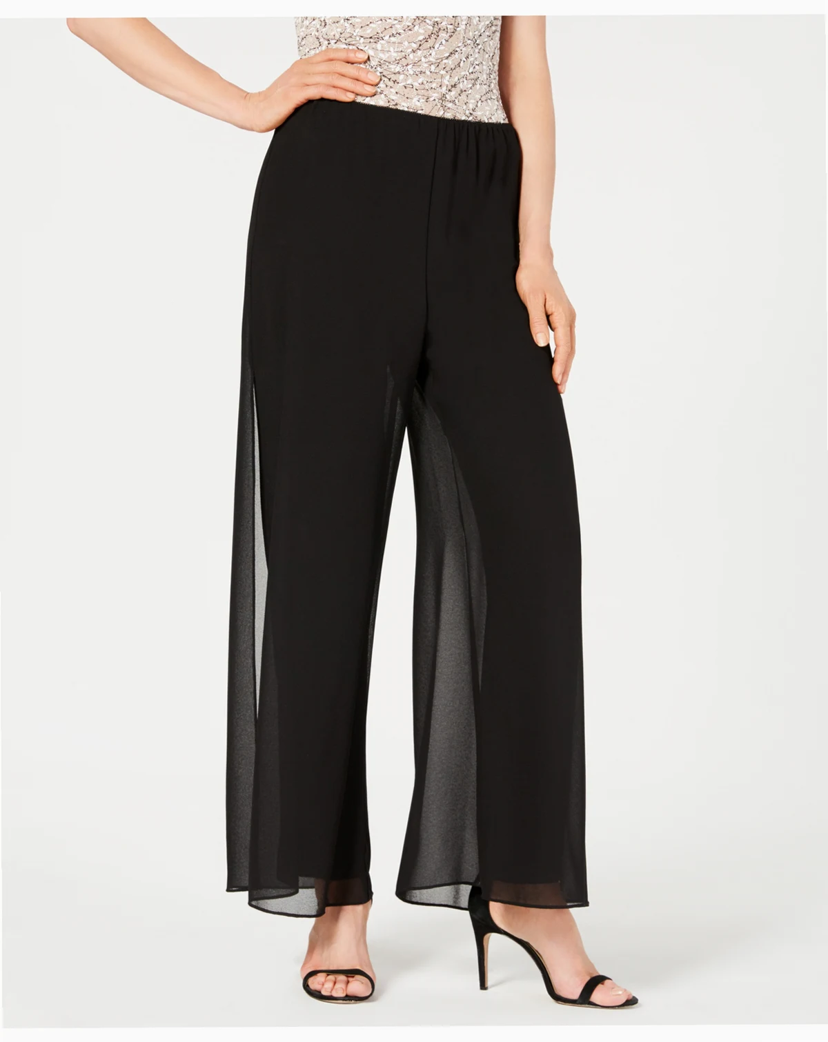 Petite Straight-Leg Overlay Pants