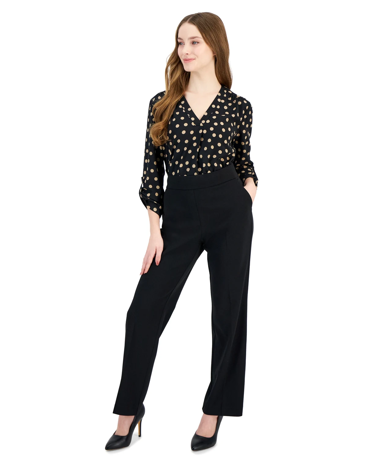 AK Anne Klein Petite Pull-On Straight-Leg Pants