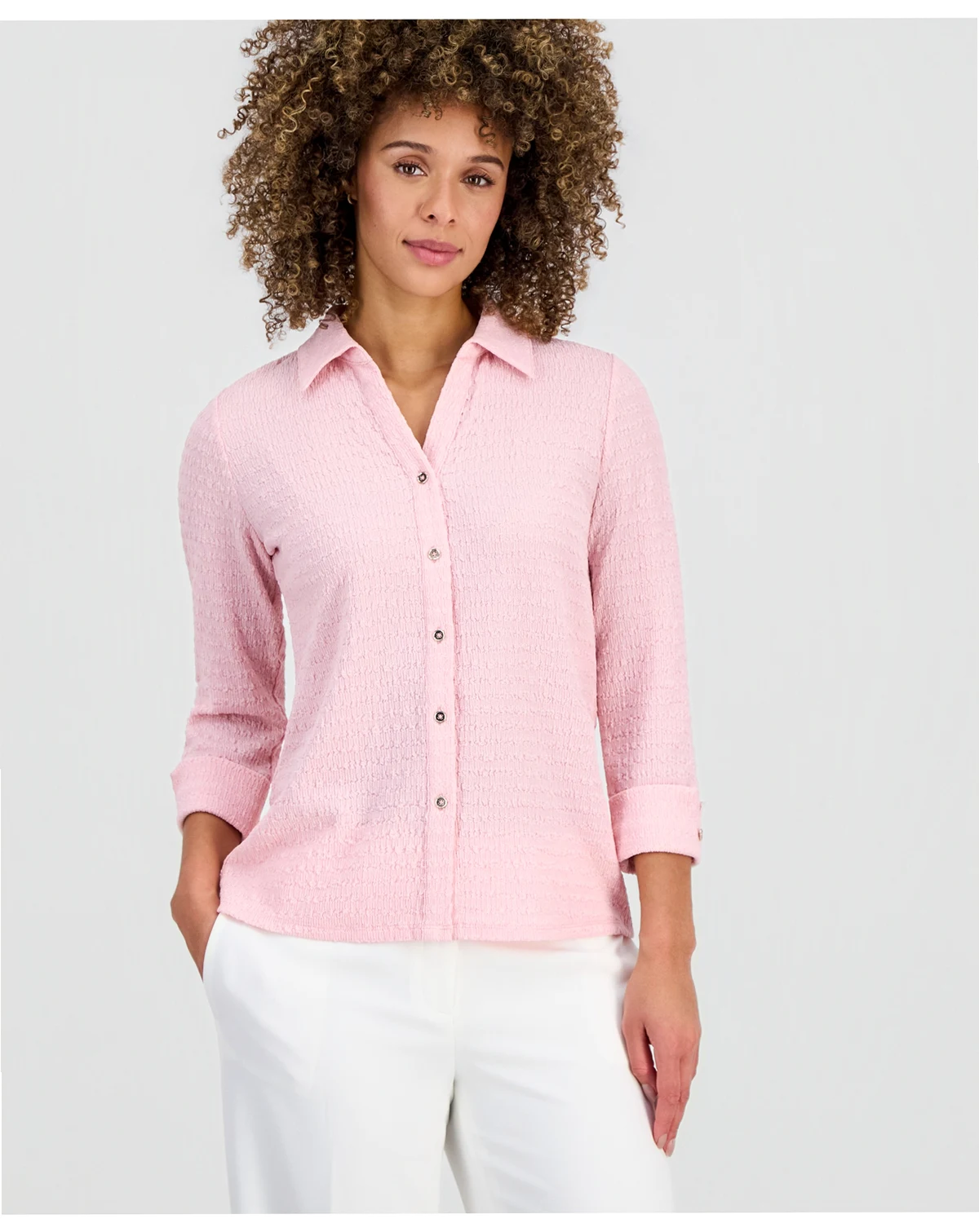 Women's, 3/4 Sleeve Button-Front Shirt, Regular & Petite