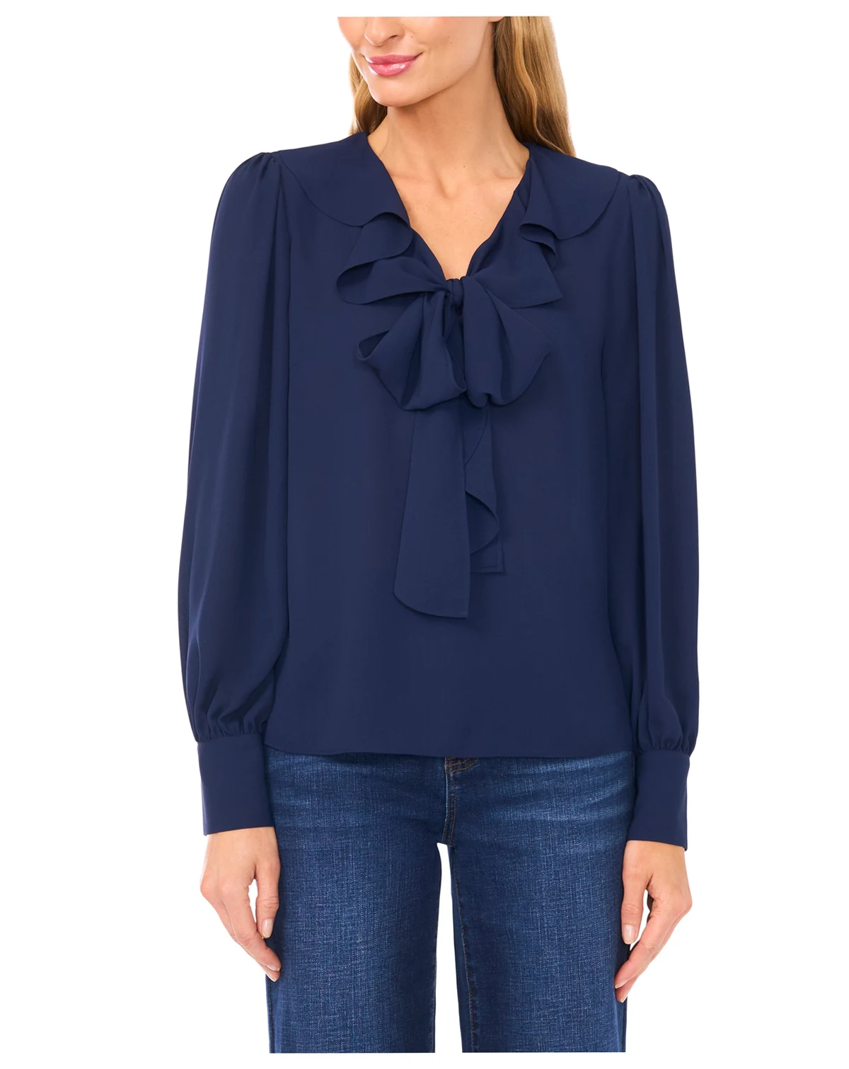Women's Ruffle Tie V-Neck Top