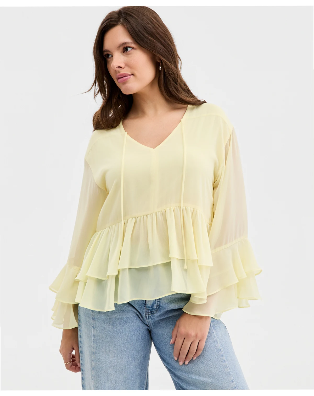 Women's Long Sleeve Chiffon Ruffle Blouse, Macy's Exclusive