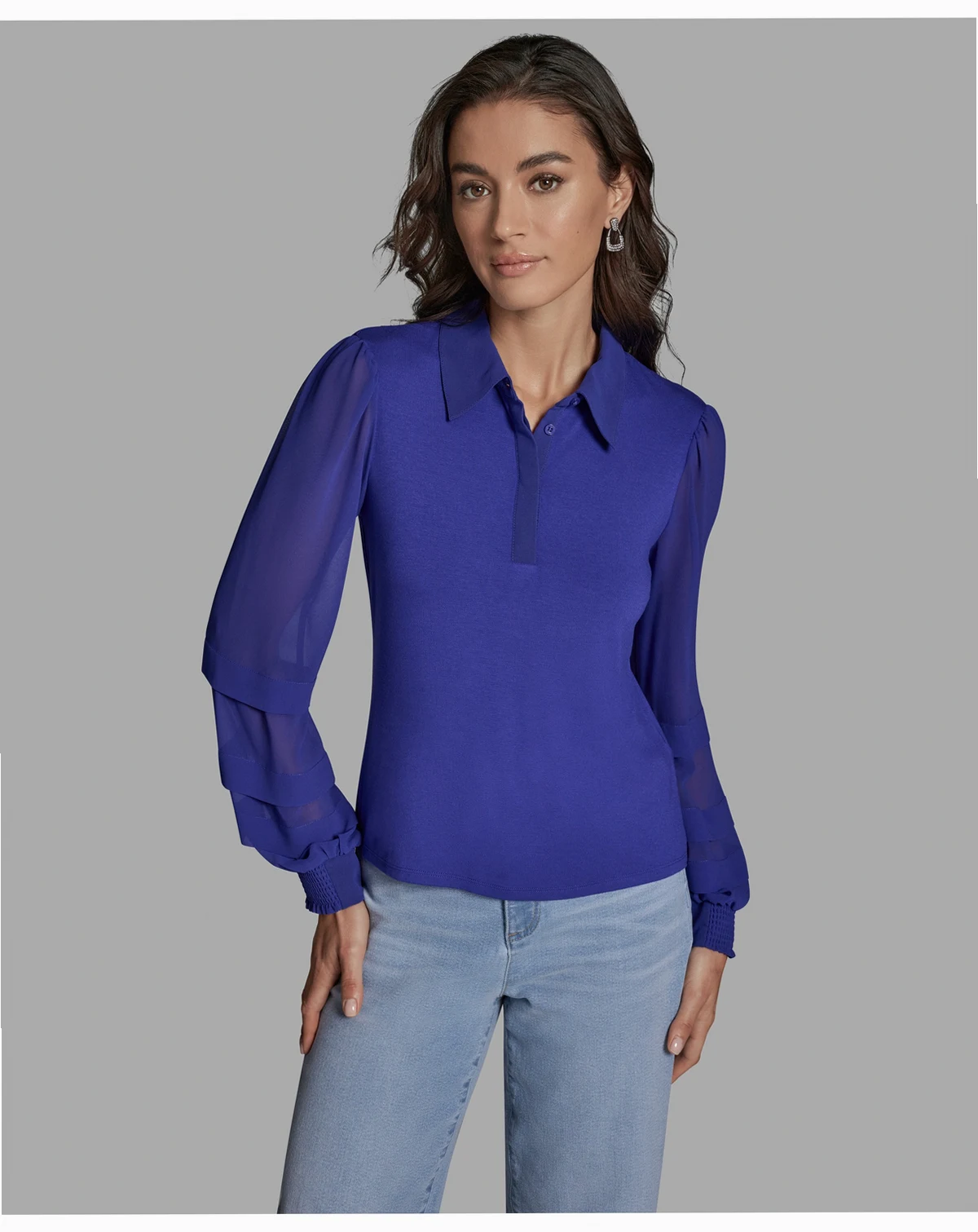 Women's Slim Fit Collared Button-Up Top