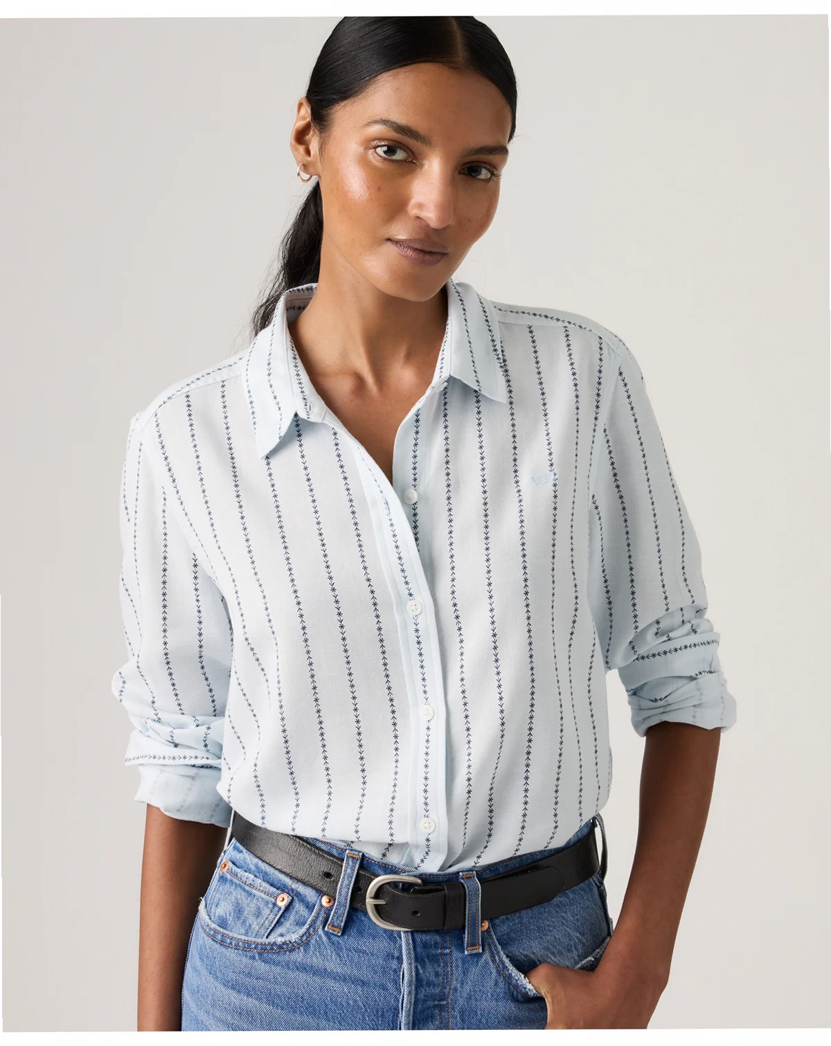 Women's Striped Point Collar Shirt