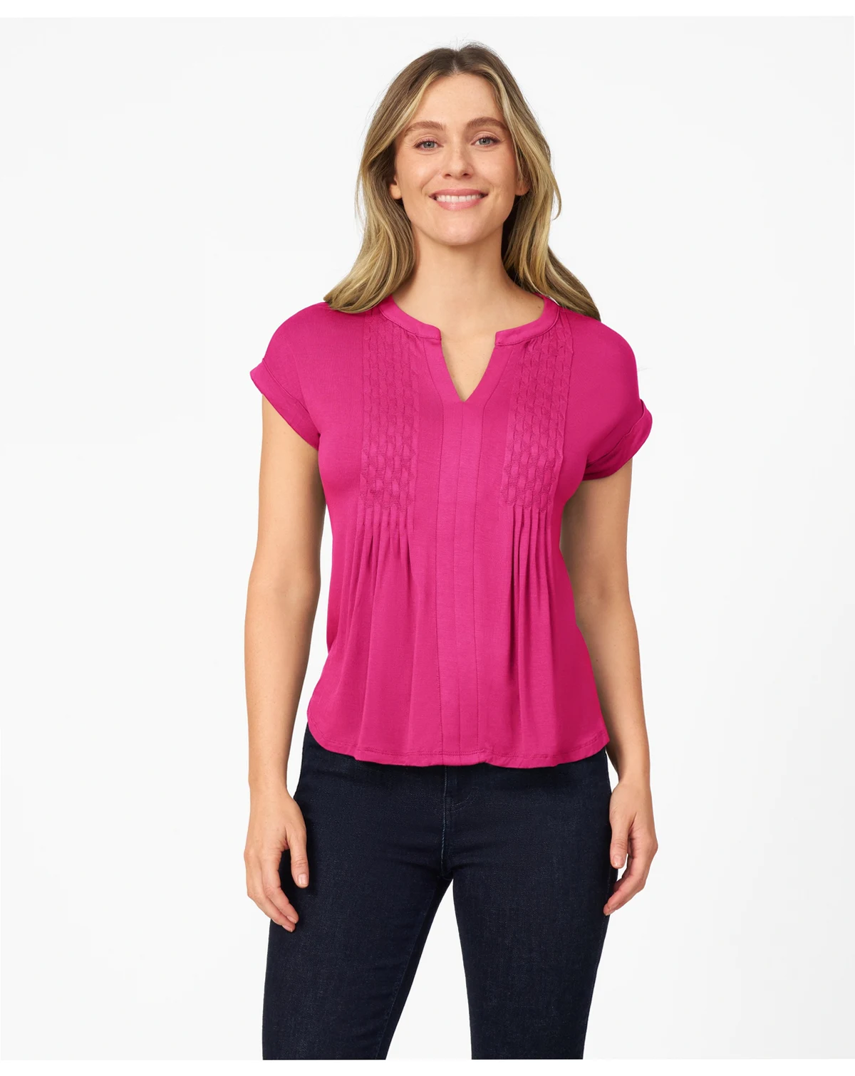 Women's Diamond Embroidered Henley T-Shirt