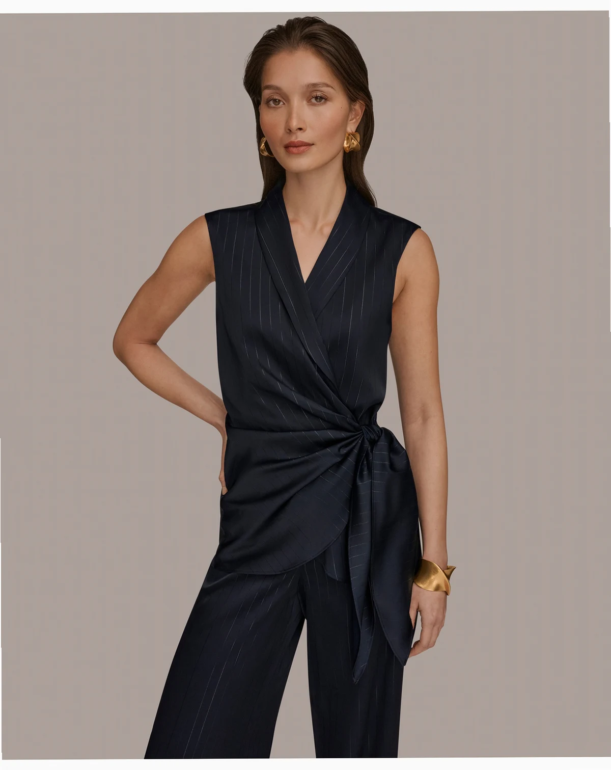 Women's Pinstripe Sleeveless Top