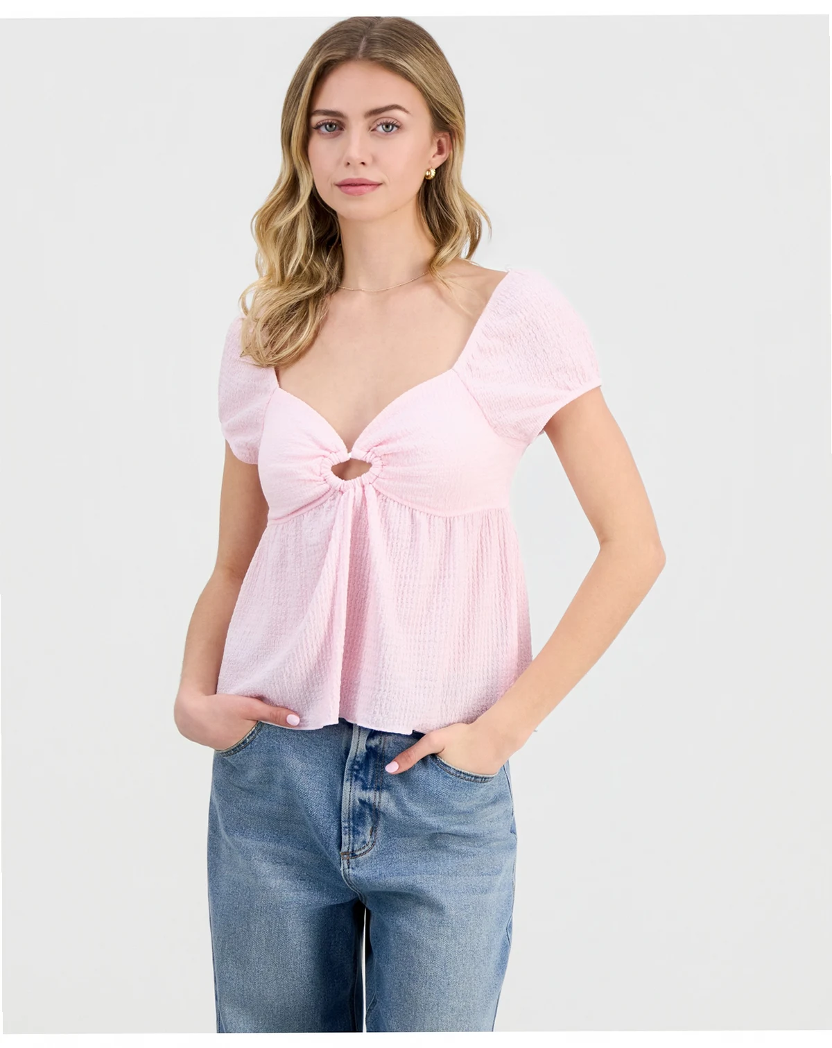 Juniors' Soft Cup Babydoll Top