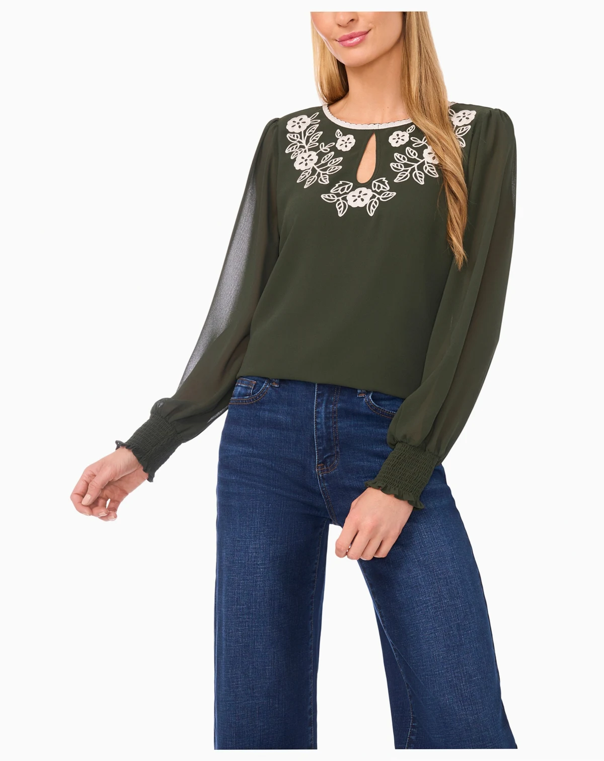 Women's Long-Sleeve Embroidered Top