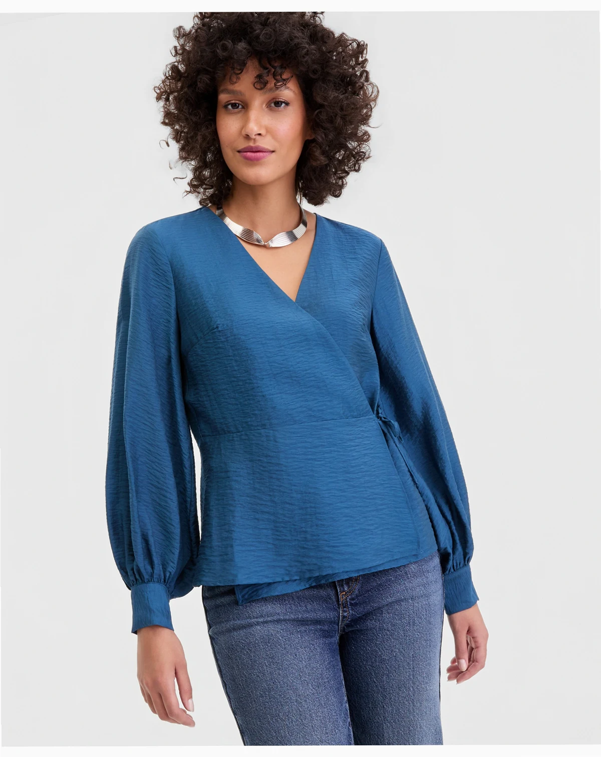 Women's Long Sleeve Textured Wrap Blouse, Macy's Exclusive