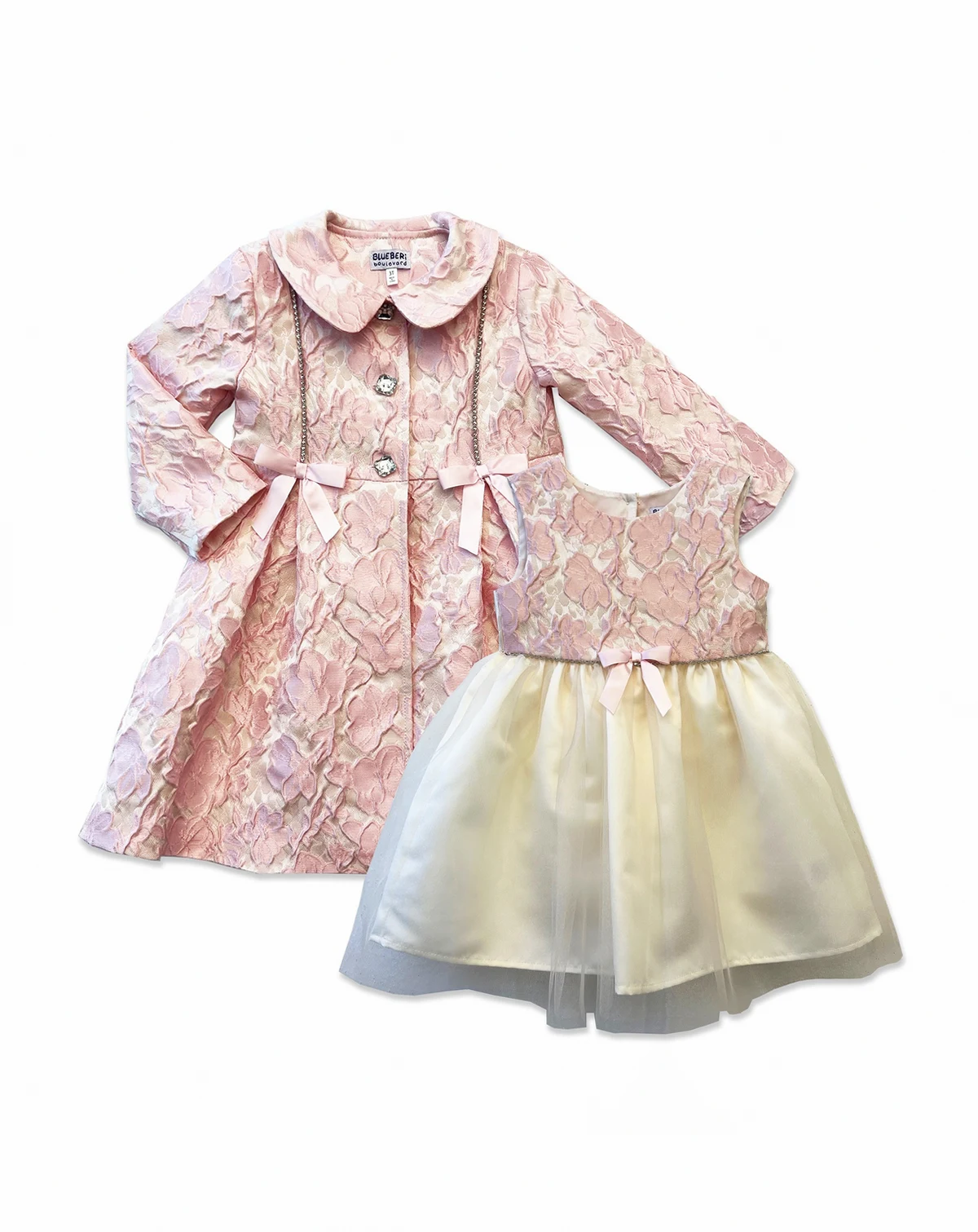 Girls' 2T-6X Jacquard Coat and Sleeveless Dress, 2-Piece Set