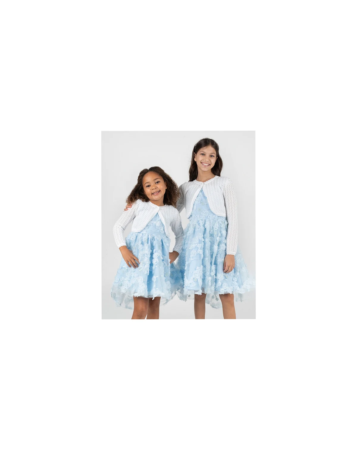 Girls' 2T-6X Crochet Knit Long-Sleeve Cardigan