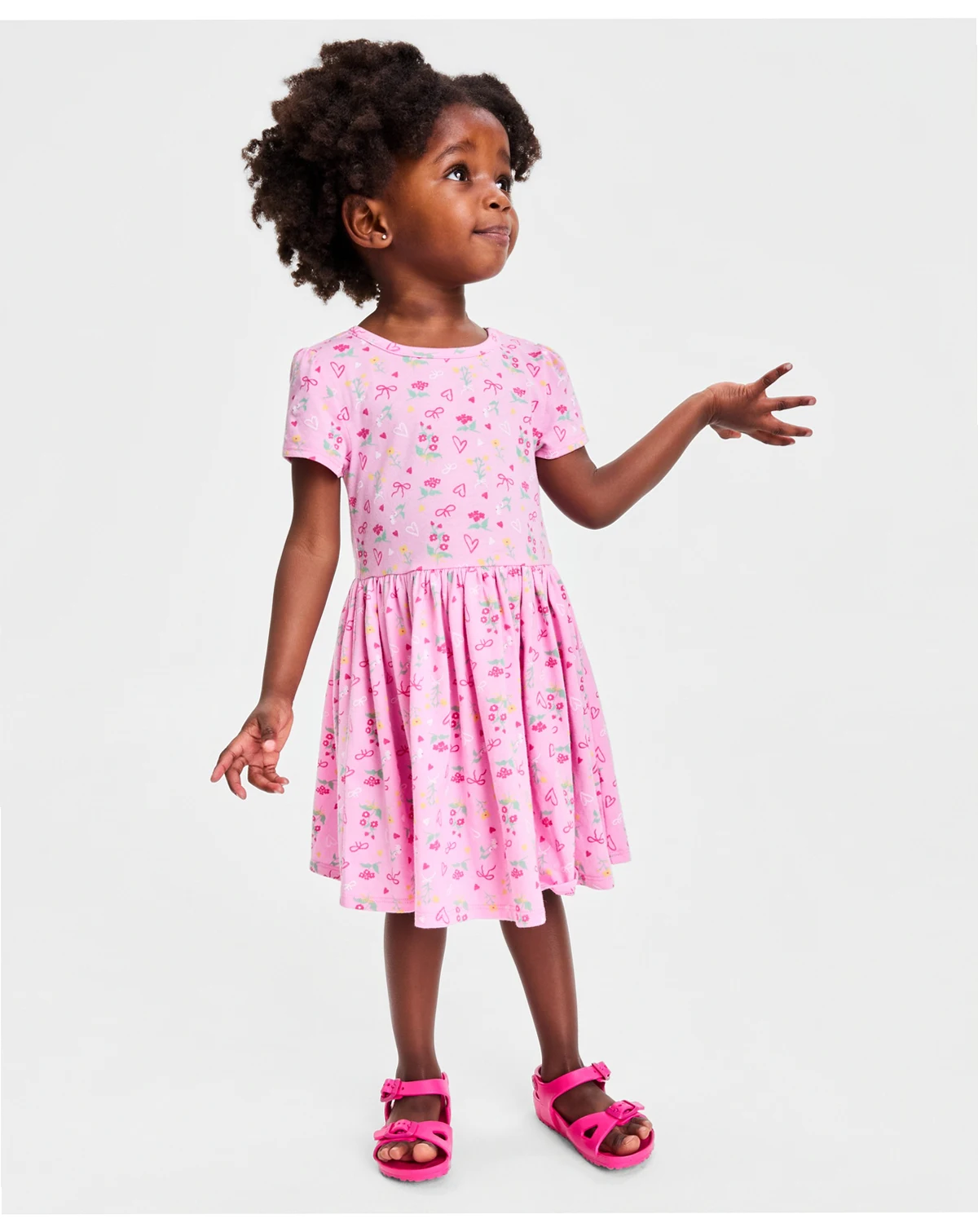 Girls' 12M-5T Hearts & Bows Printed Dress, Macy's Exclusive