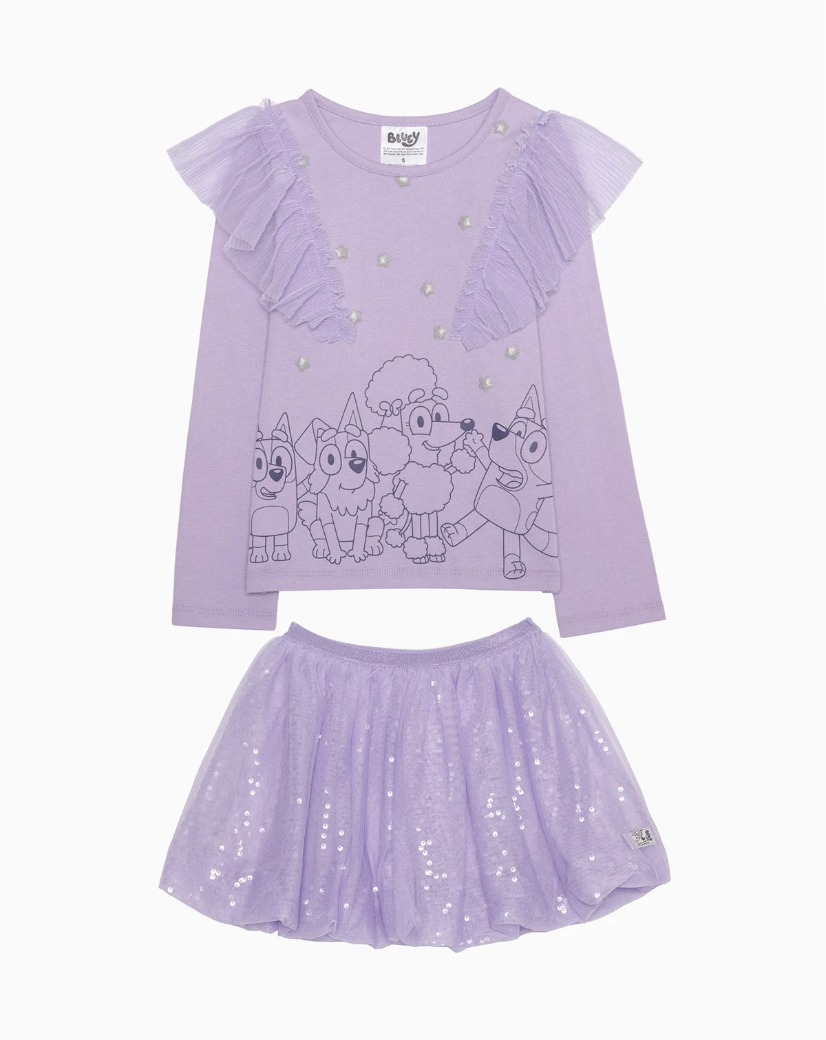 Girls' 2T-6X Long-Sleeve Top and Skirt, 2-Piece Set