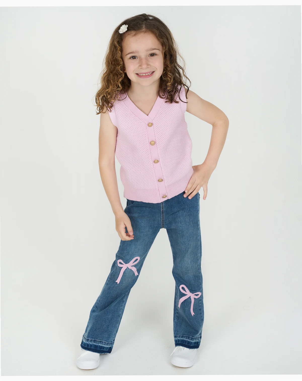 Girls' 4T-6X Sweater Vest and Flare Jeans, 2-Piece Set