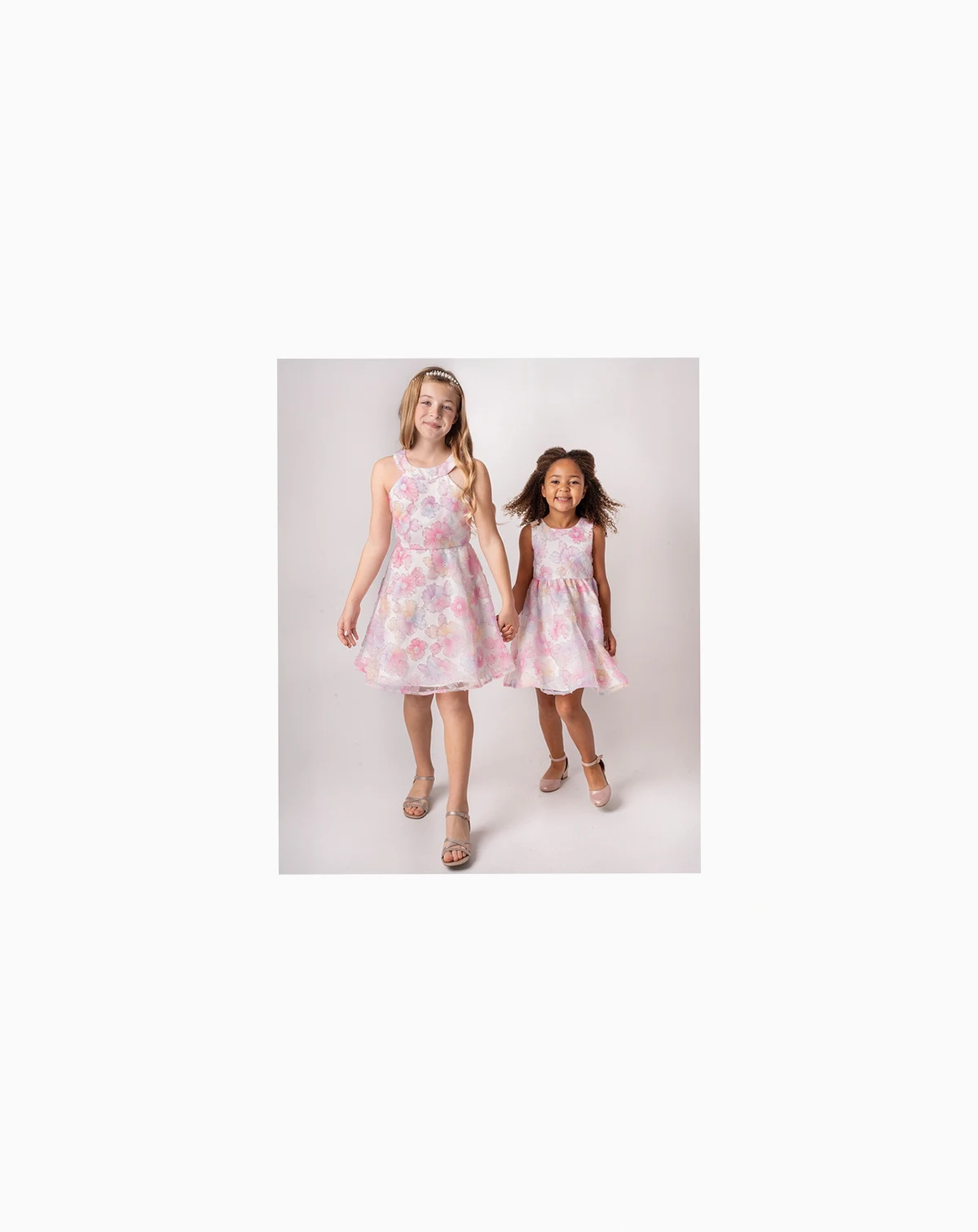 Girls' 2T-6X Floral Sequin Soutache Round Neck Dress