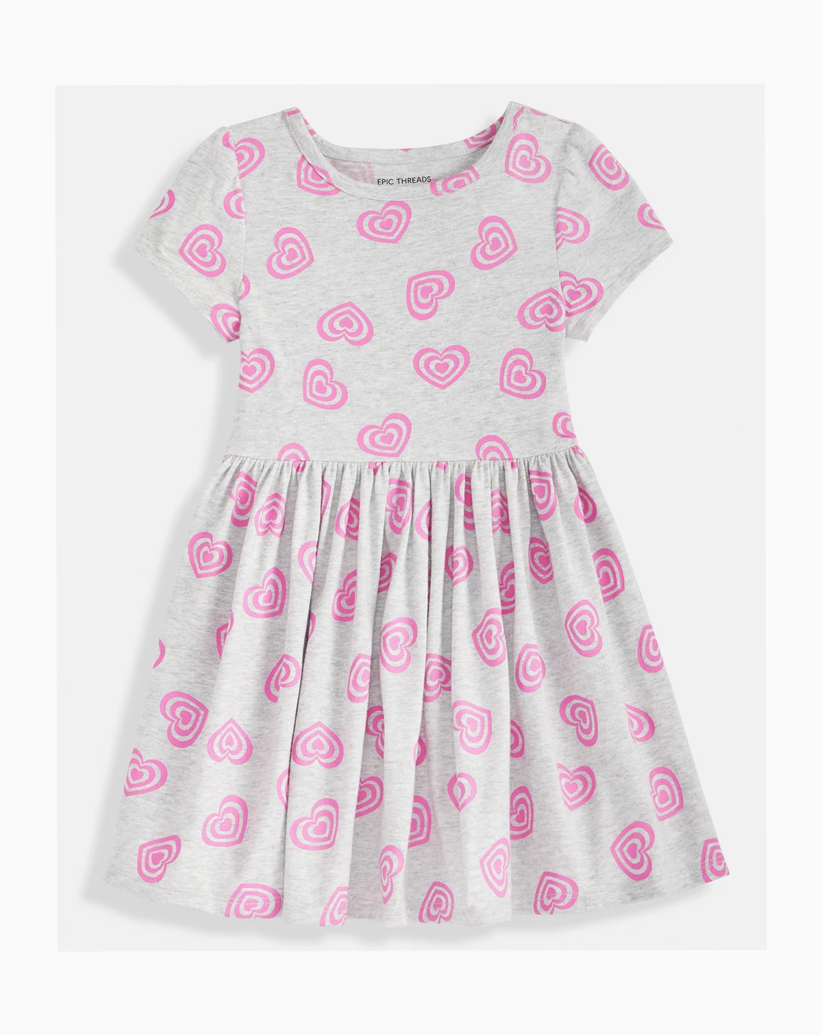 Girls Toddler 2T-4T Heart-Print Short-Sleeve Dress, Macy's Exclusive