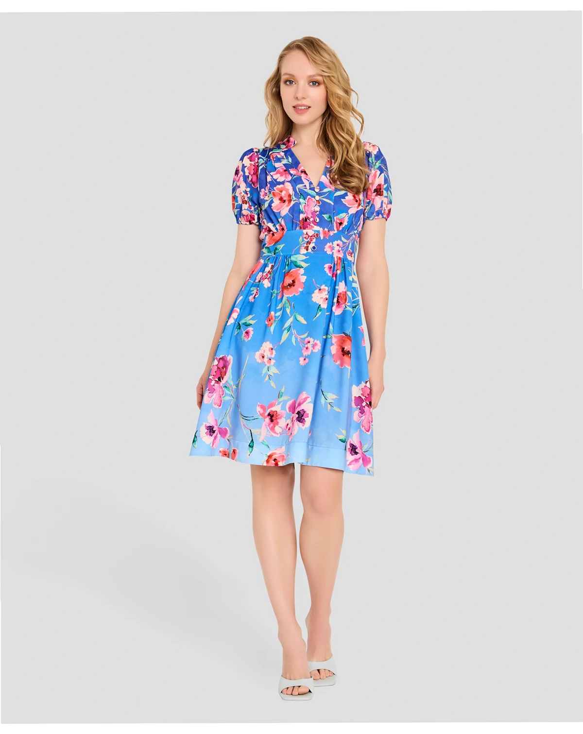 Petite V-neck Short-Sleeve Dress