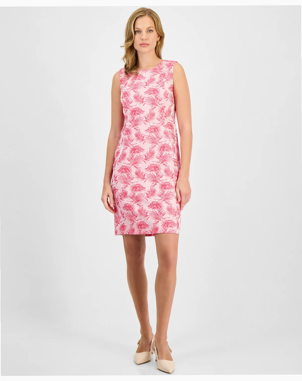 Women's Jacquard Sleeveless Sheath Dress, Regular & Petite