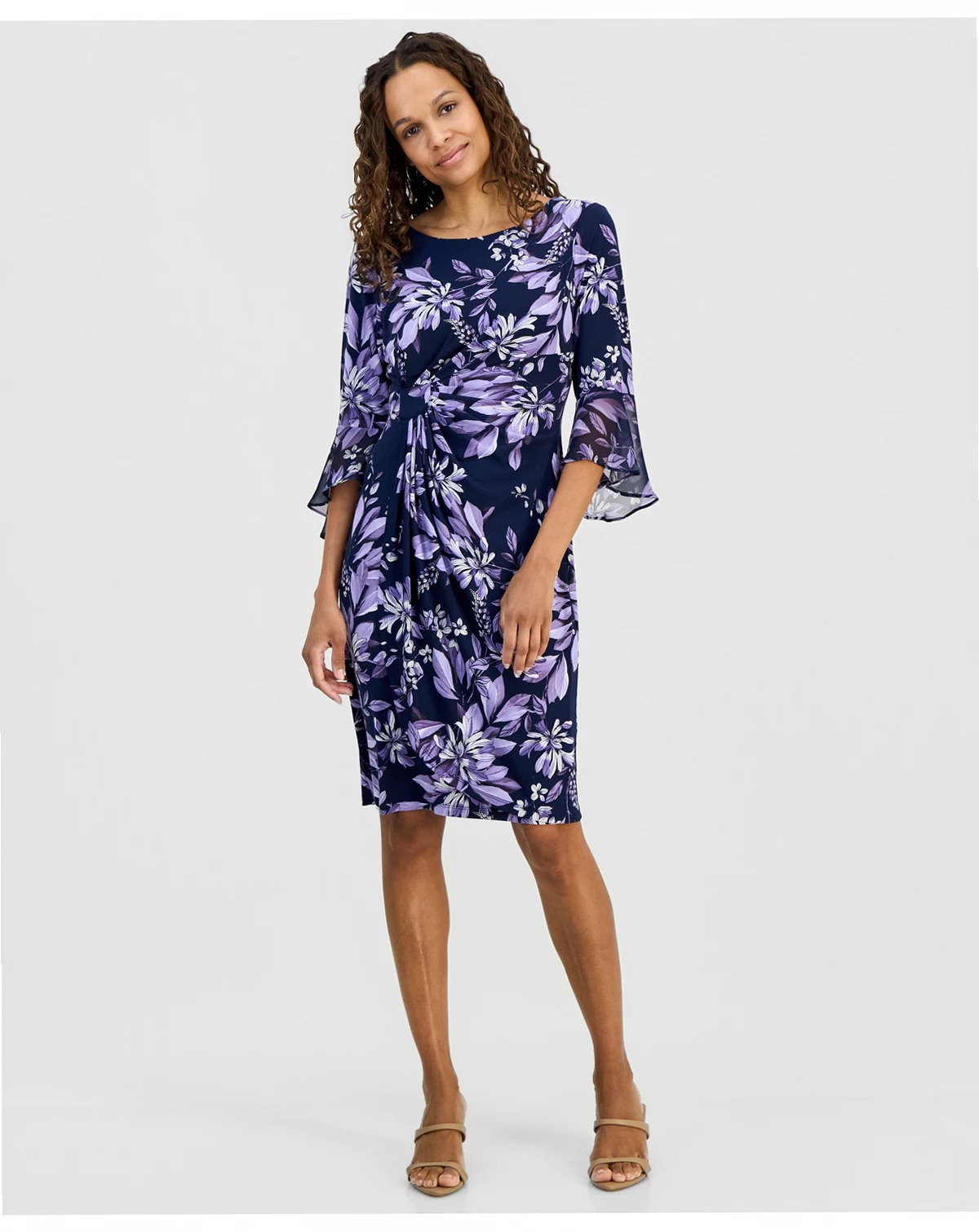 Petite Printed Side Tab Sheath Dress