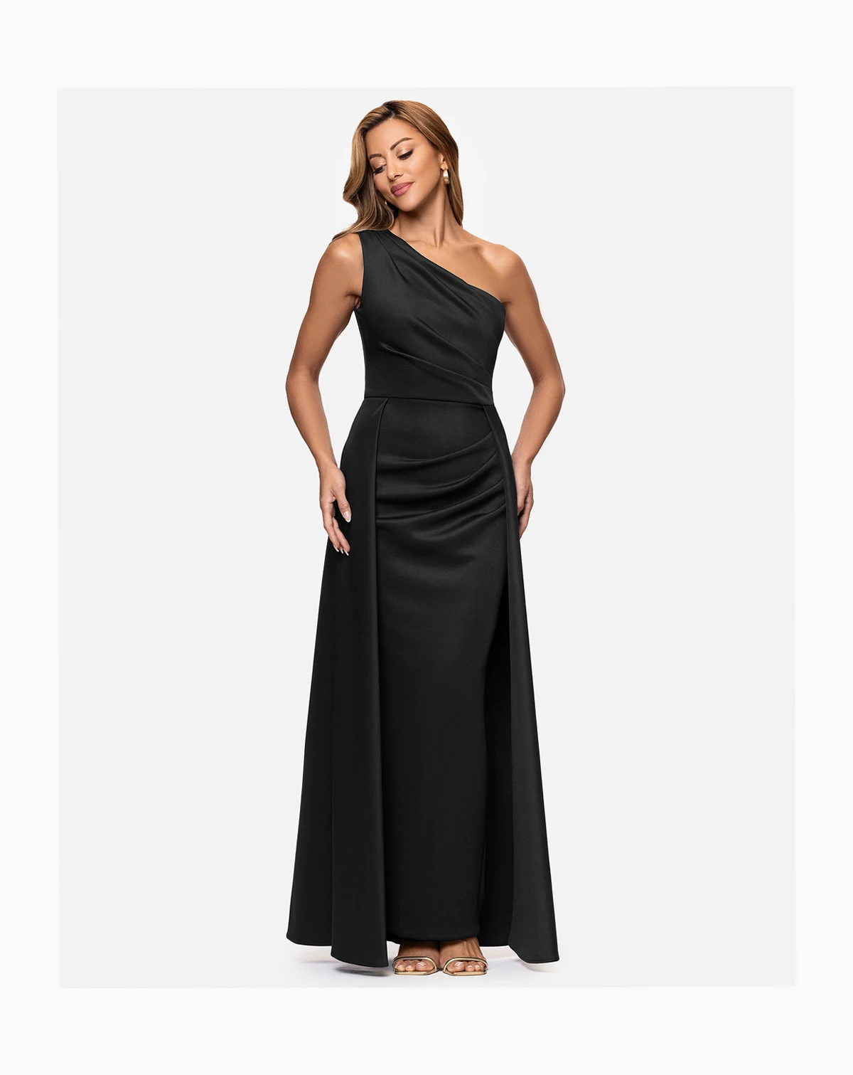Petite One Shoulder A-Line Long Dress