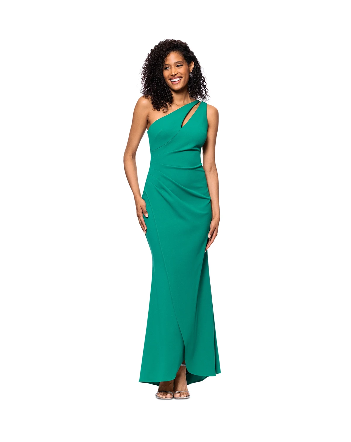 Women's Petite One-Shoulder Ruched Gown