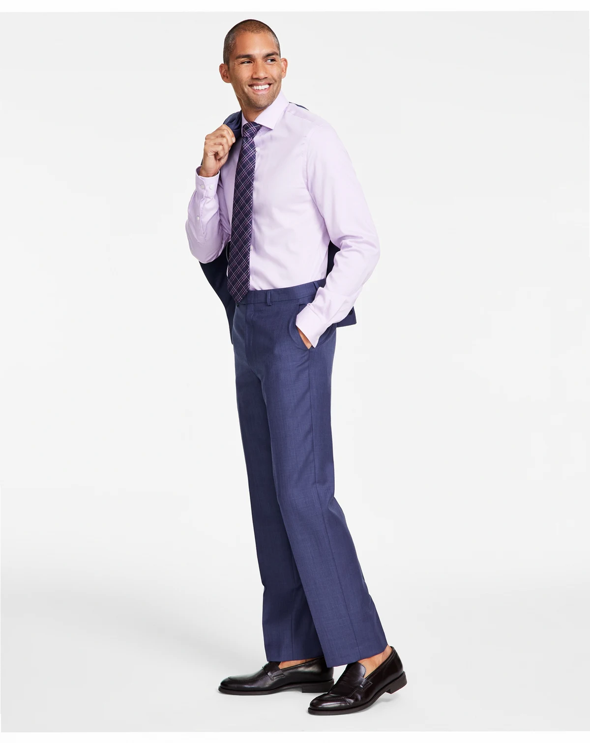 Men's Classic-Fit Wool-Blend Stretch Solid Suit Separates Pant