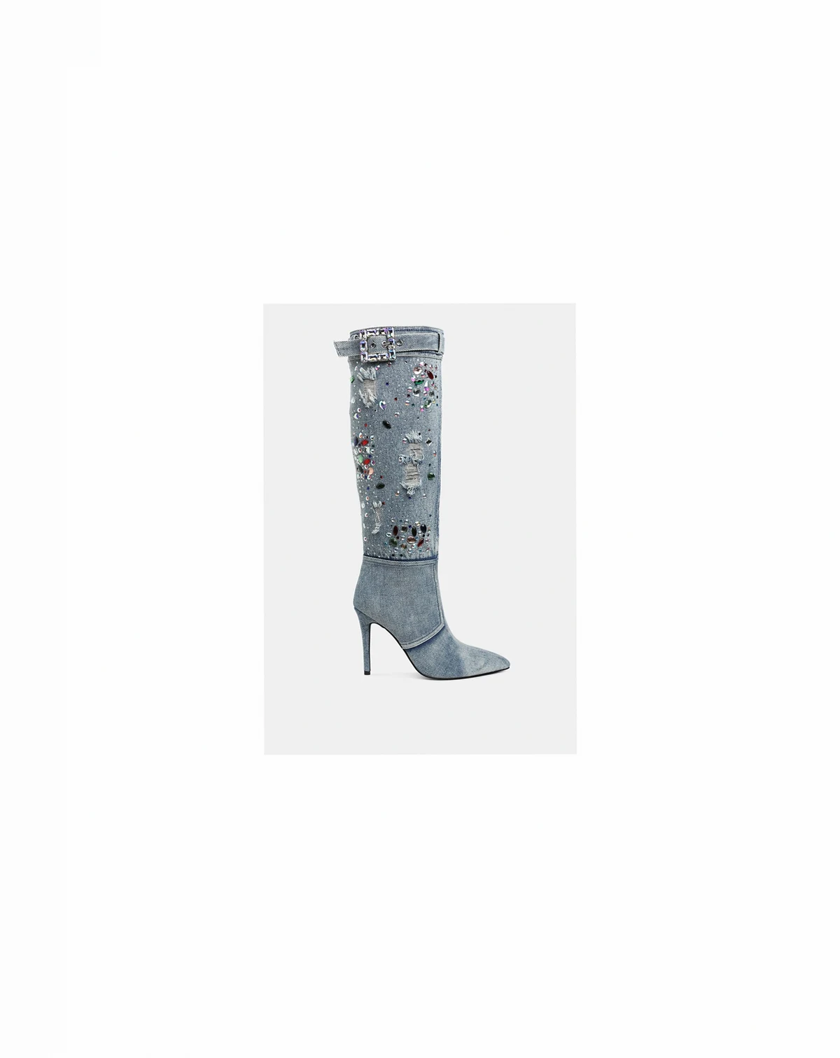 Womens Cornik Multi Color Stones Denim Boots