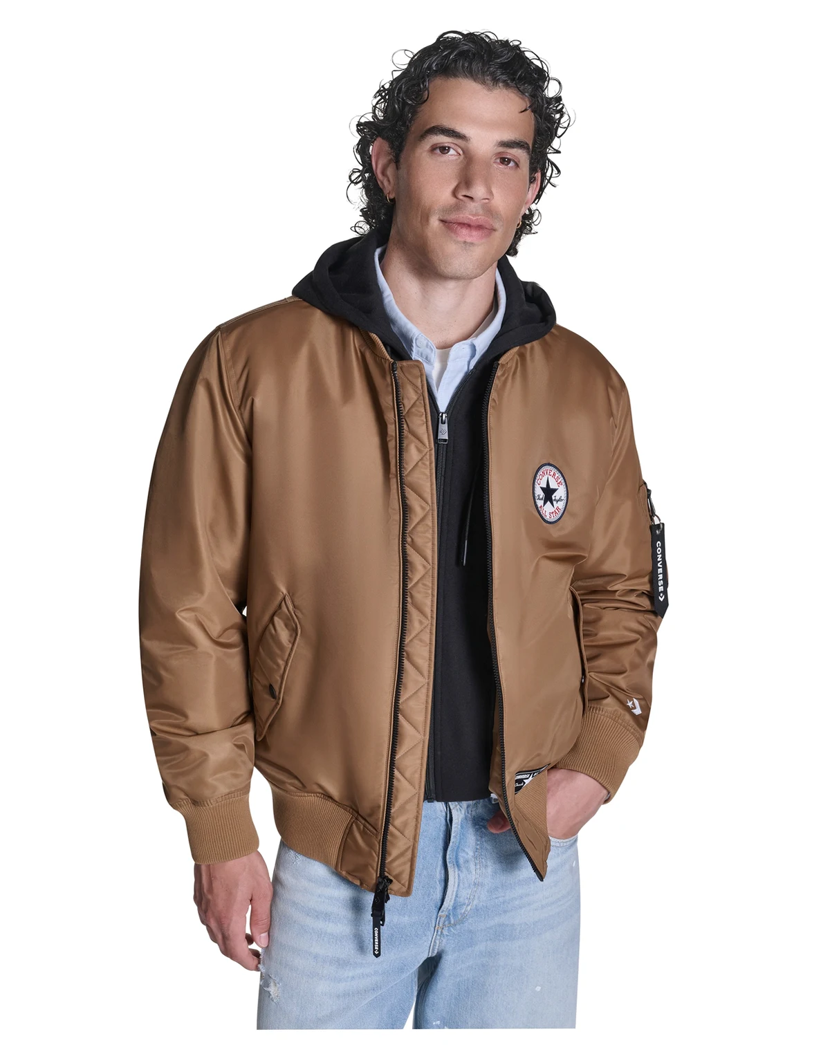 Men's Hooded Bib Varsity Bomber Jacket