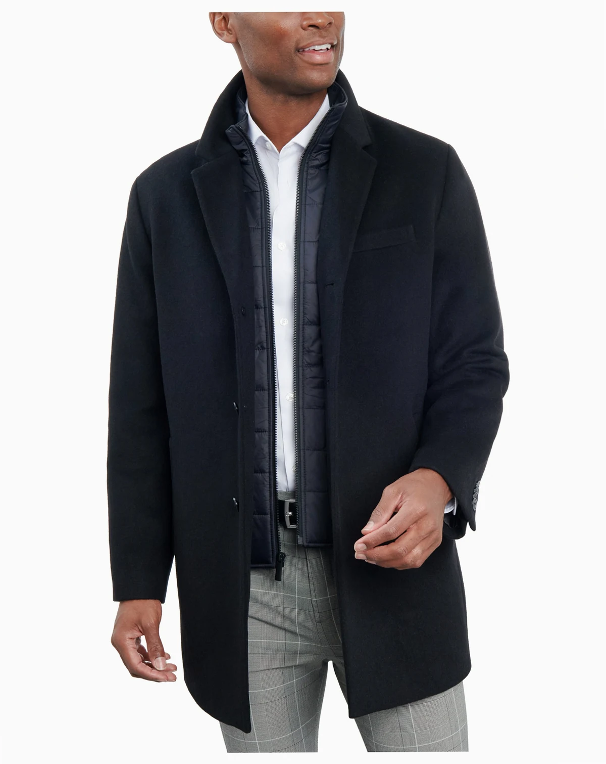Men's Wool-Blend Overcoat & Attached Vest