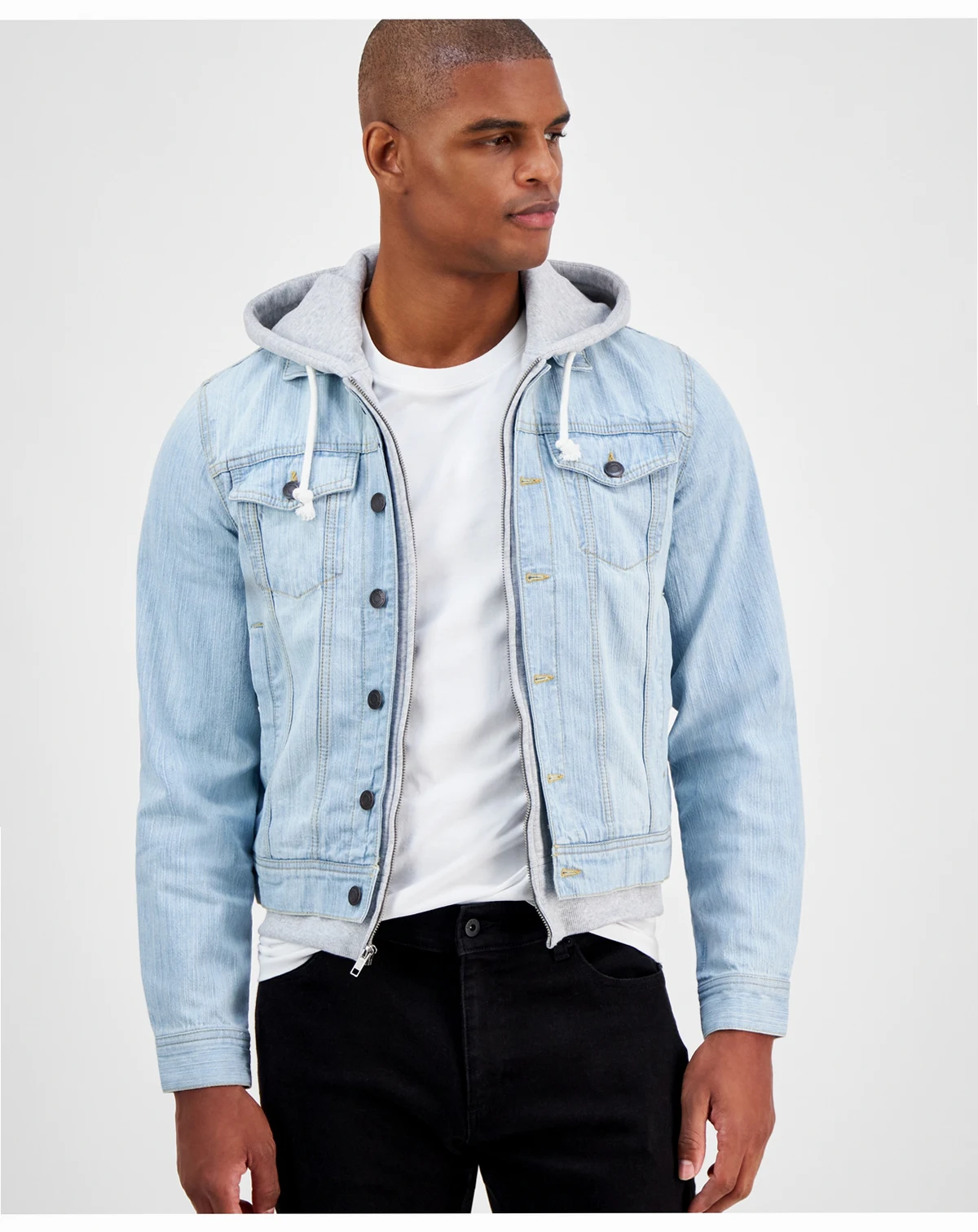 Men's Phoenix Trucker Hooded Denim Jacket, Created for Macy's