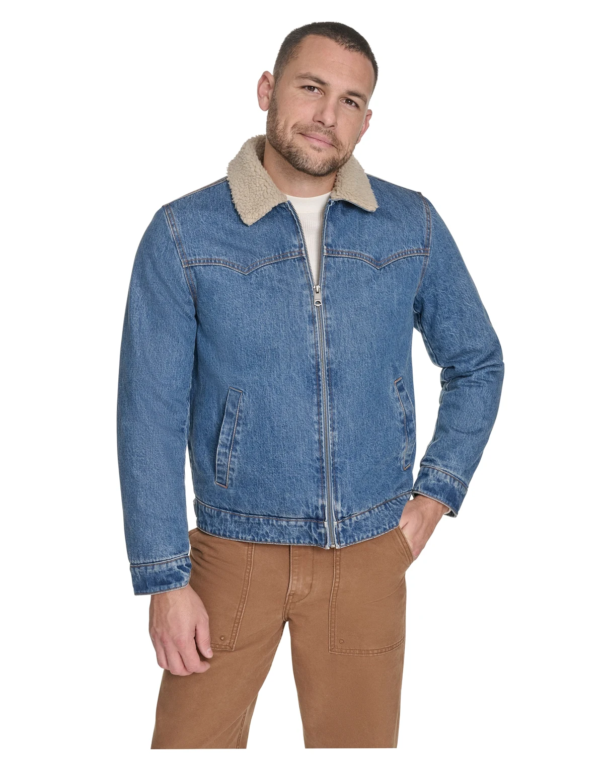 Men's Denim Western Sherpa Lined Collar Jacket