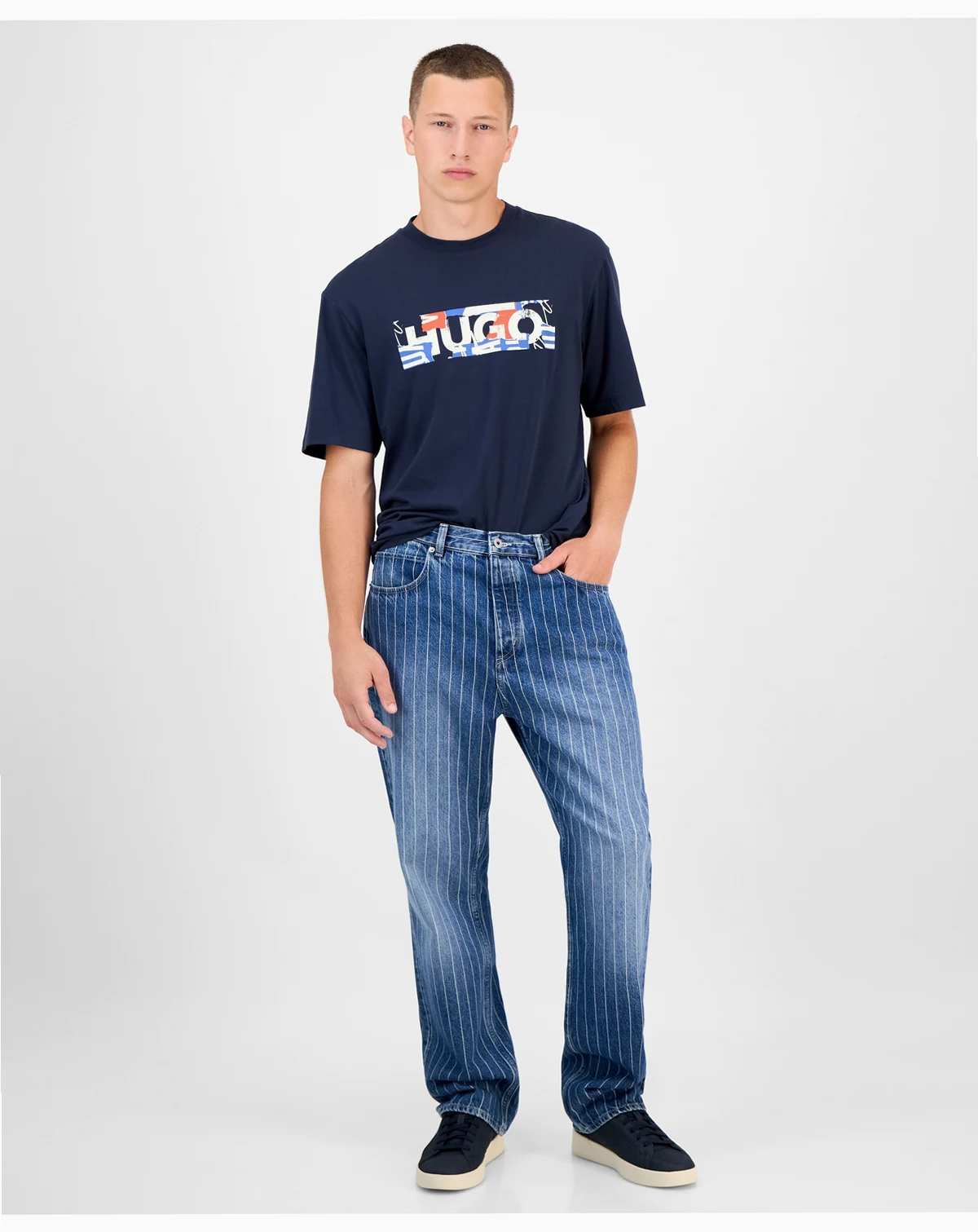 Men's Nate Faded Stripe Cotton Jeans