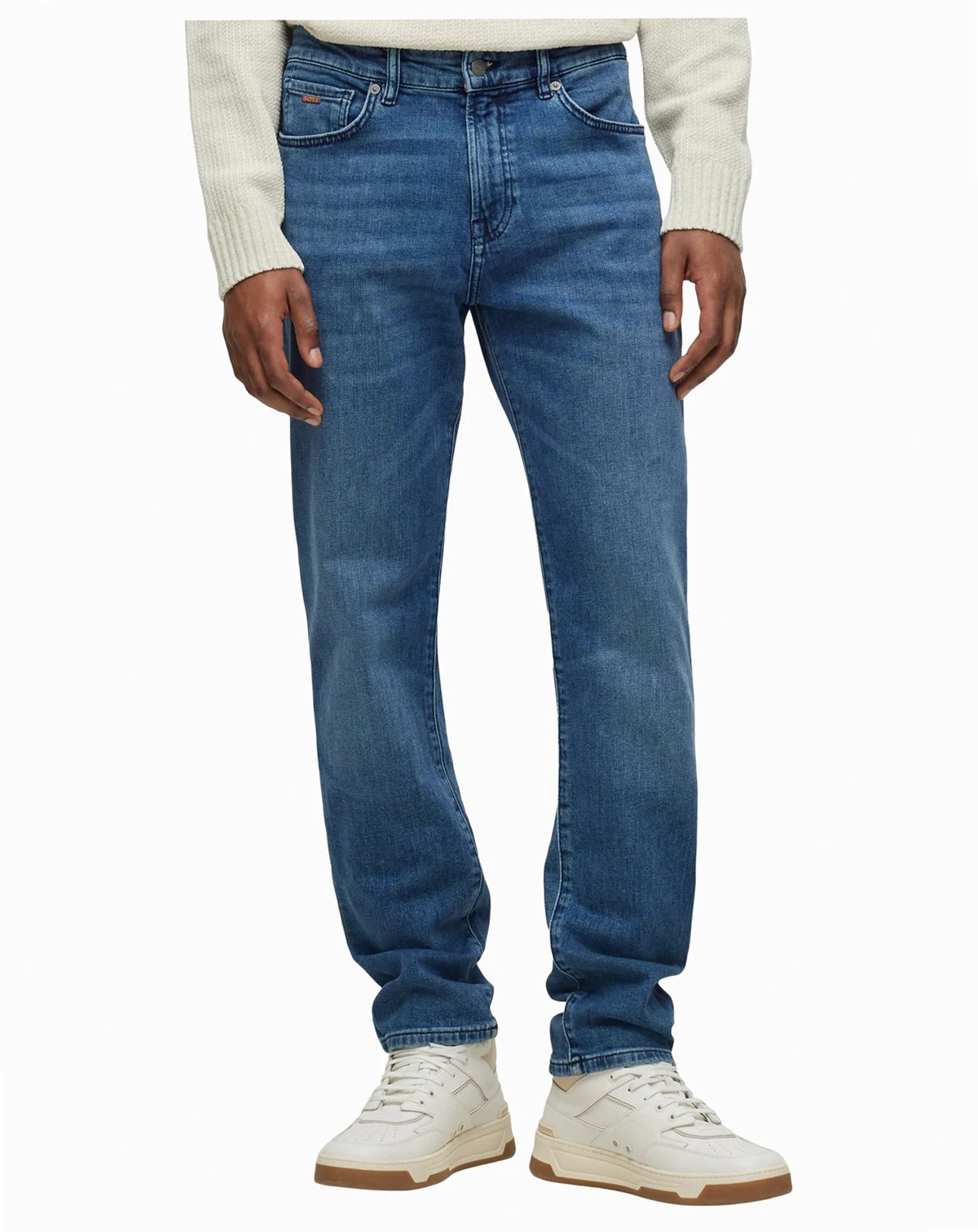 Men's Mid-Blue Comfort-Stretch Regular-Fit Jeans