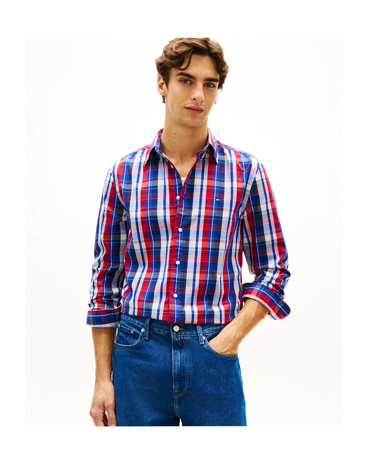 Men's Regular Flex Poplin Multi-Check Shirt