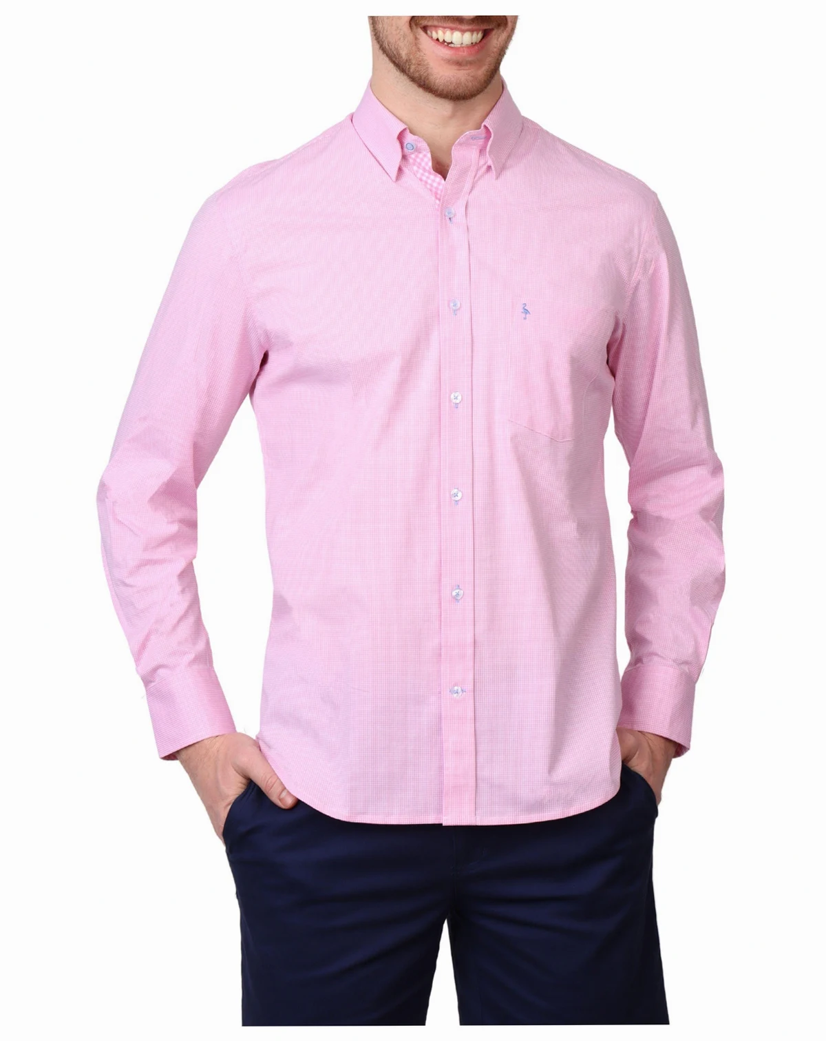 Men's Signature Micro Gingham Long Sleeve Shirt