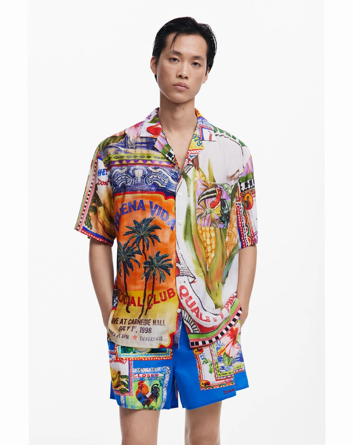 Men's Short-sleeve postcard shirt