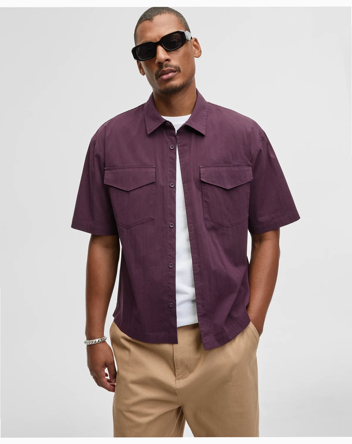 Men's Relaxed-Fit Patch Pocket Short-Sleeve Shirt, Macy's Exclusive